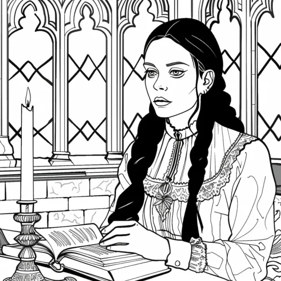 wednesday addams coloring page